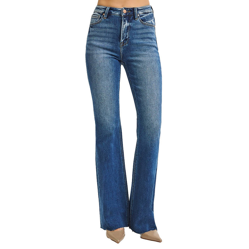 Risen Jeans Women's Dark High Rise Flare Jeans