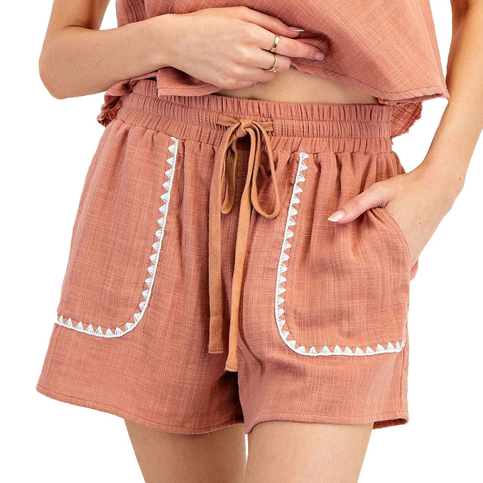 Ee Some Women's Dusty Rose Zig Zag Shorts