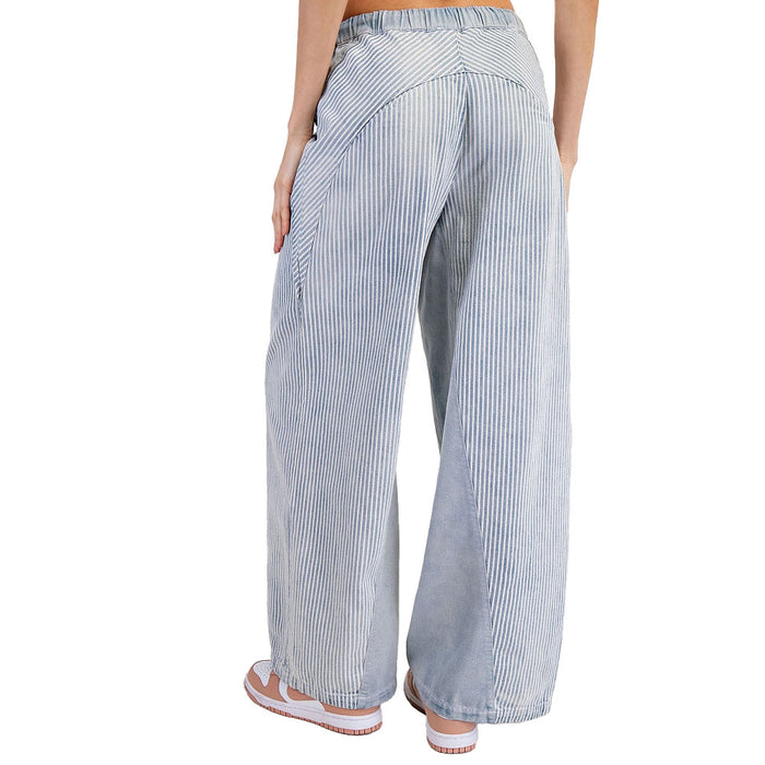 Ee Some Women's Denim Striped Drawstring Pants