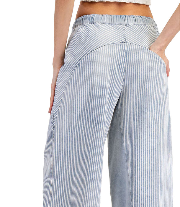 Ee Some Women's Denim Striped Drawstring Pants