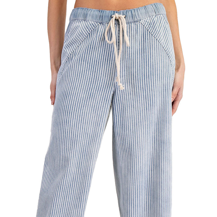 Ee Some Women's Denim Striped Drawstring Pants