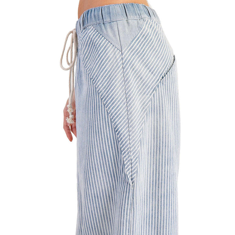 Ee Some Women's Denim Striped Drawstring Pants