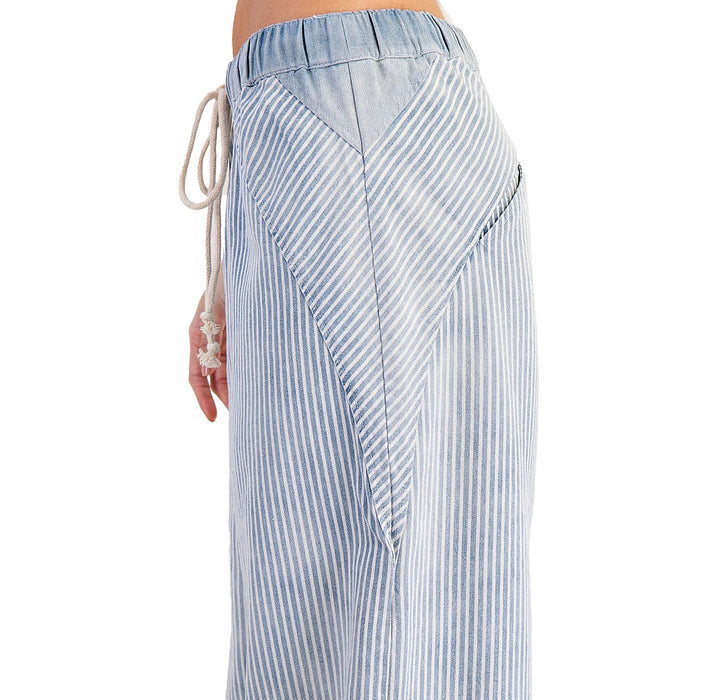 Ee Some Women's Denim Striped Drawstring Pants