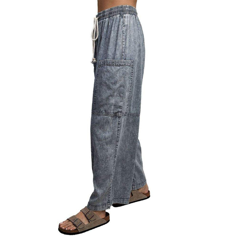 Ee Some Womens Stonewashed Pinstripe Wide Leg Pants