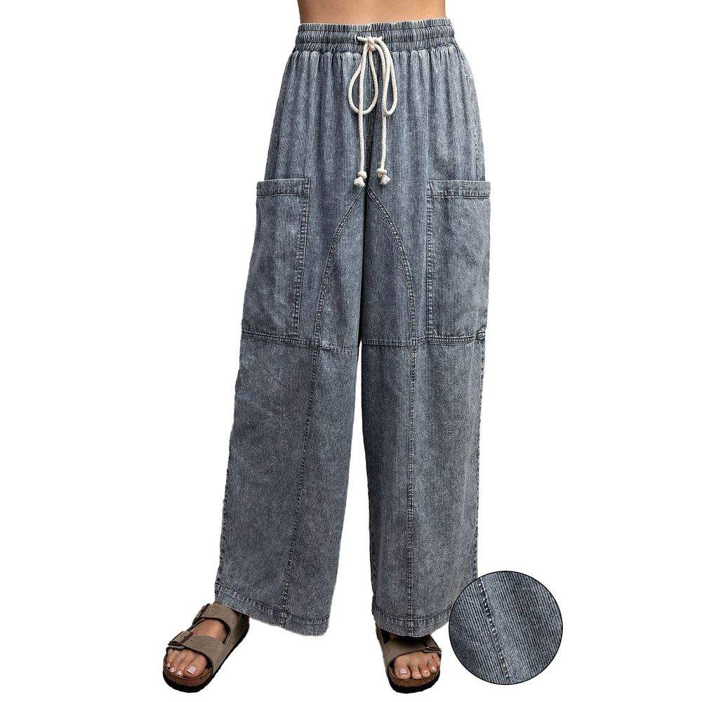 Ee Some Womens Stonewashed Pinstripe Wide Leg Pants