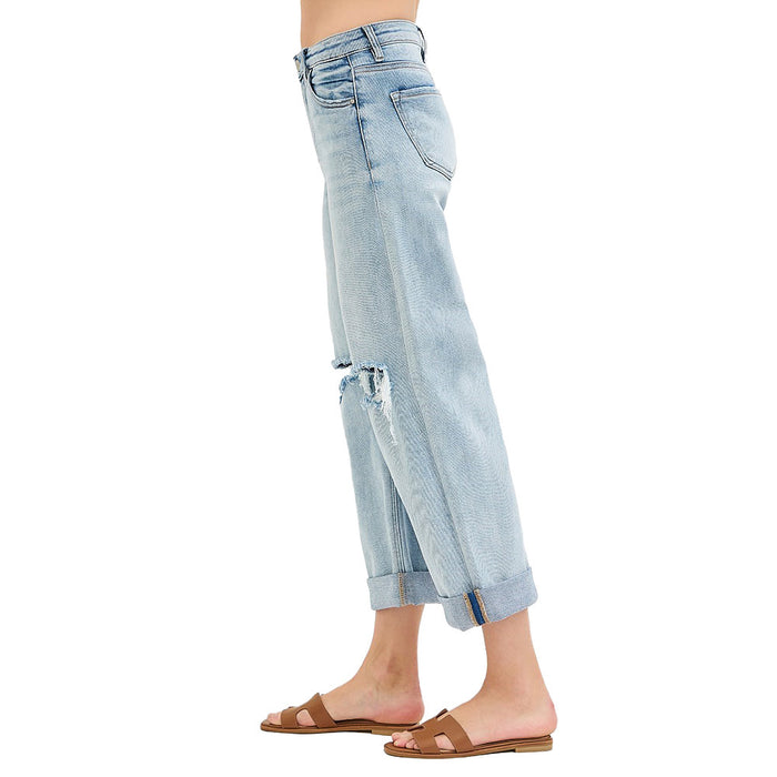 Risen Jeans Women's Light Boyfriend Cuff Jean