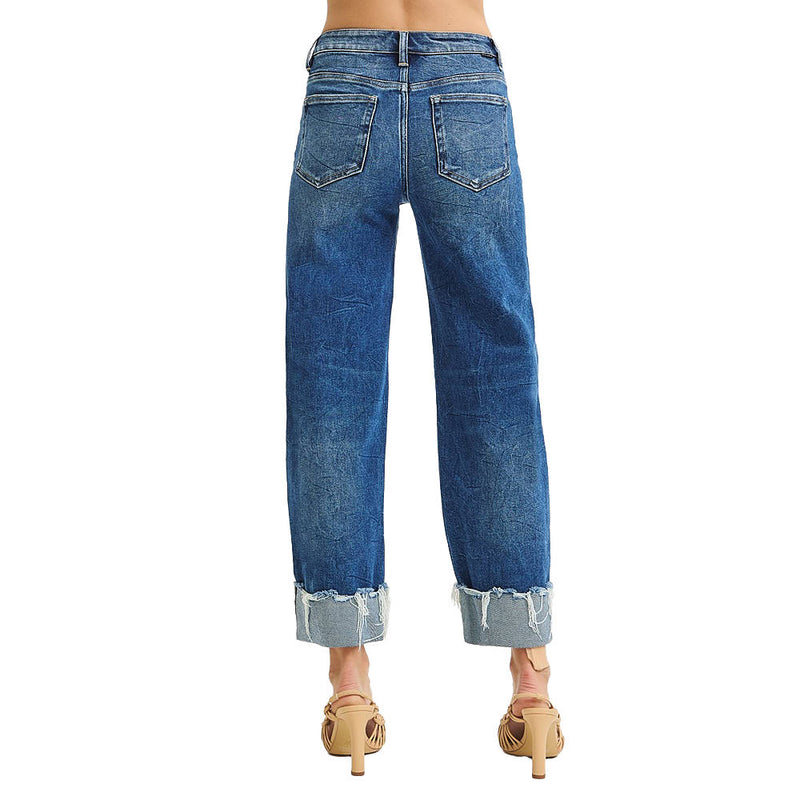 Risen Jeans Women's Medium High Rise Crop Cuffed Jeans