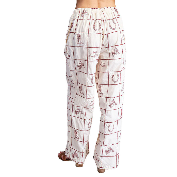 Ee Some Women's Cherry Wood Western Print Pants