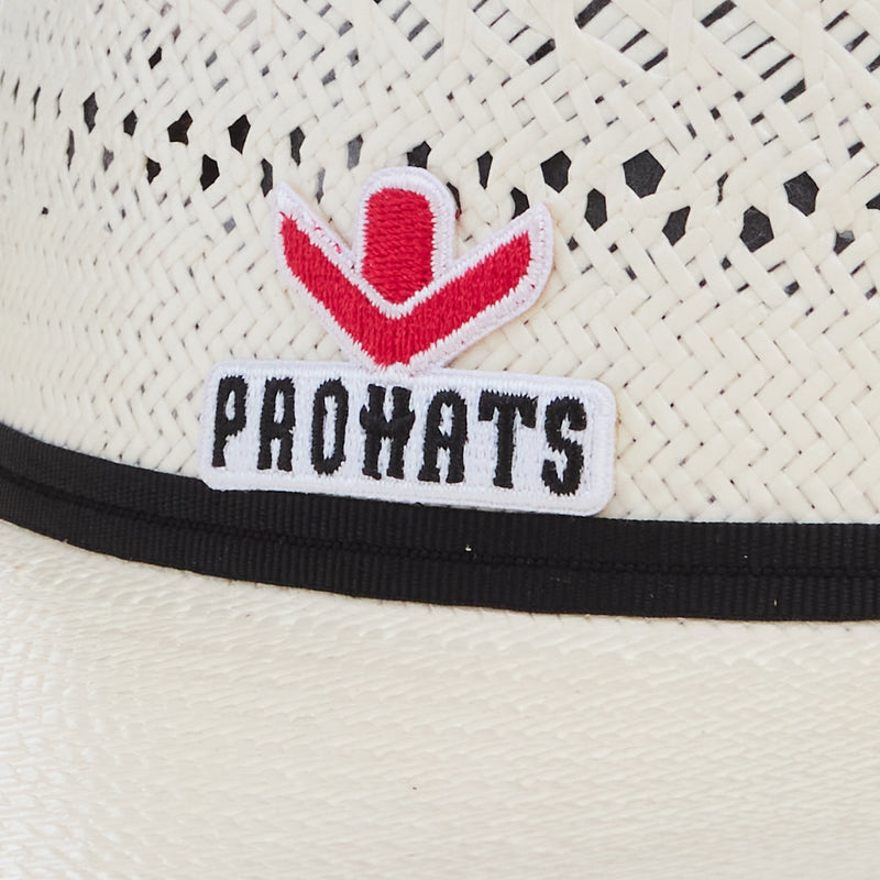 Prohats 76 Ivory 4 1/4in Brim Open Crown Black Band Straw