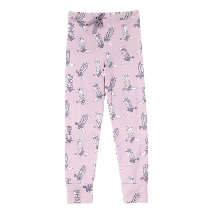 Cowkid Clothing Company Girls Dusty Rose Boots Pajama Set