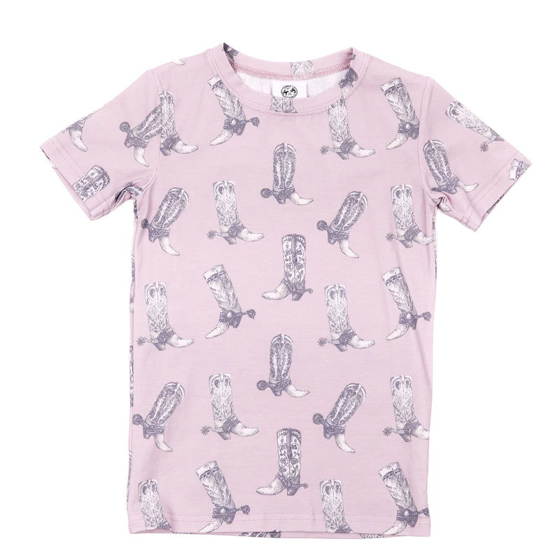 Cowkid Clothing Company Girls Dusty Rose Boots Pajama Set