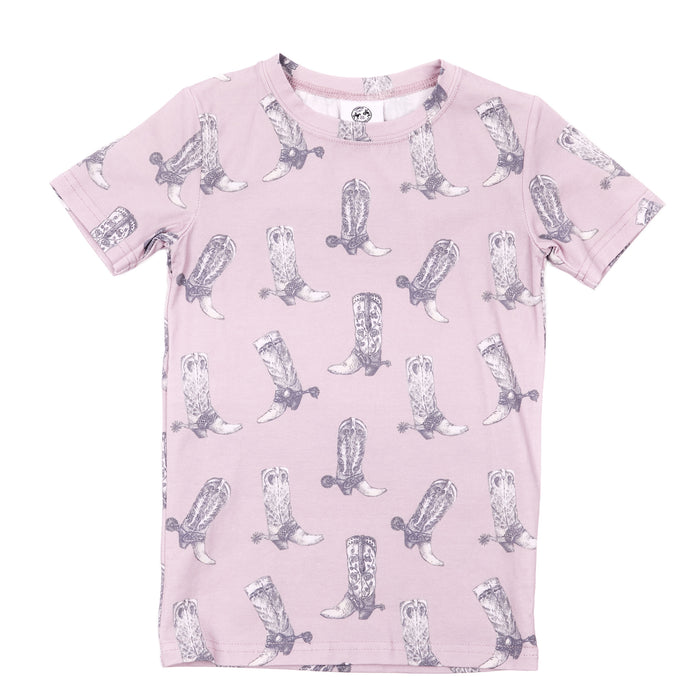 Cowkid Clothing Company Girls Dusty Rose Boots Pajama Set
