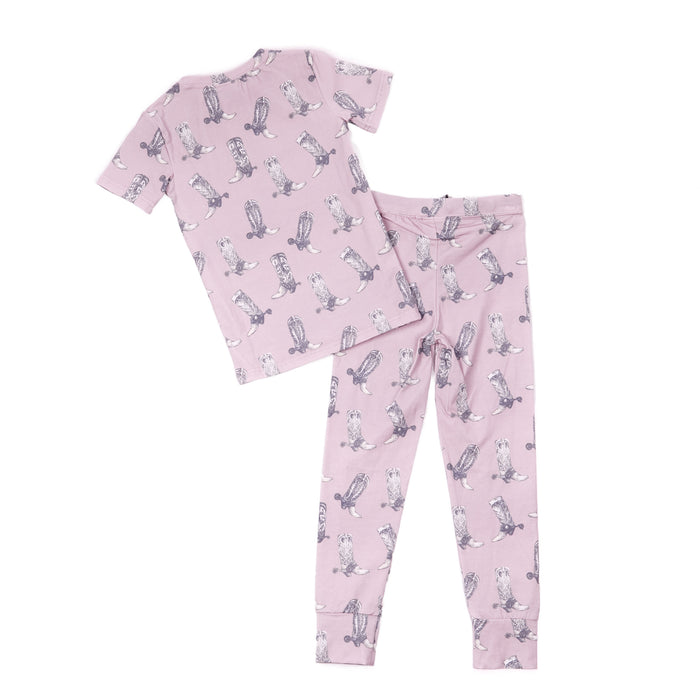 Cowkid Clothing Company Girls Dusty Rose Boots Pajama Set