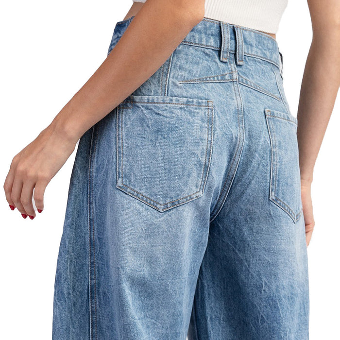 Ee Some Women's Denim Mineral Washed Barrel Pants