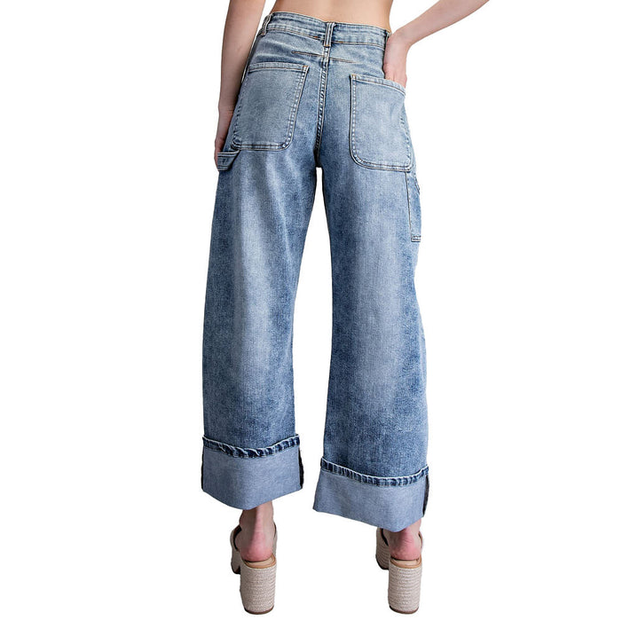 Ee Some Women's Denim Rolled Hem Pants