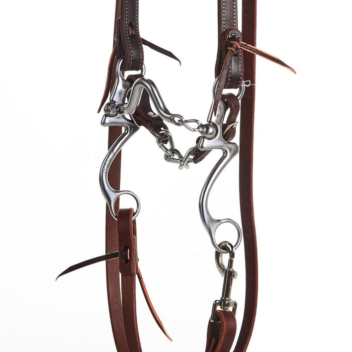 NRS Tack Horse Bridle Set with Wide Ported Chain 7 Shank Bit