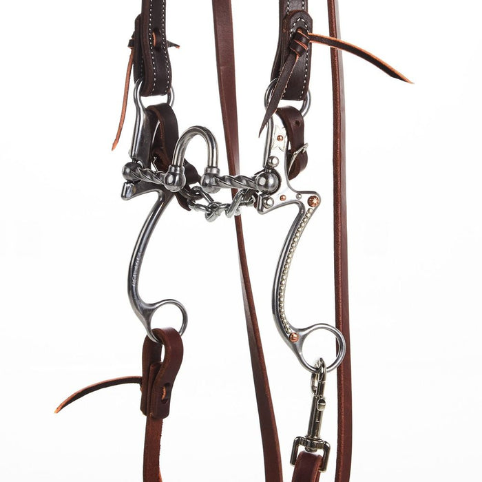 NRS Tack Horse Bridle Set with Twisted Correctional Port 7 Shank Bit