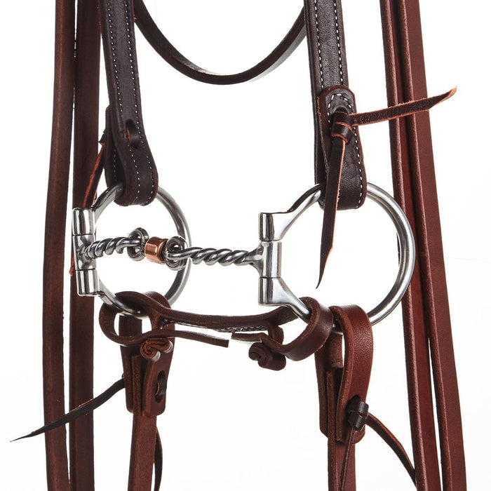NRS Tack Horse Bridle Set with Twisted Wire Dog Bone Snaffle Bit
