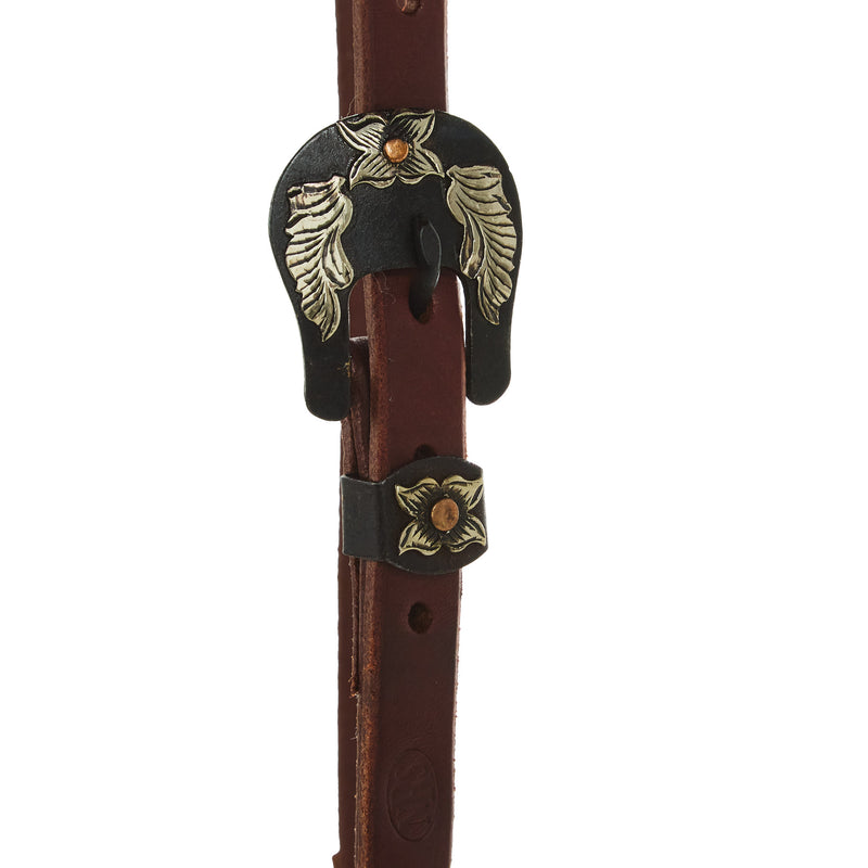 NRS Floral Heel Buckle Oiled Single Ear Headstal