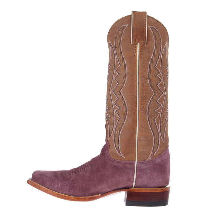 Justin Boot Company Women`s Exclusive Merlot Suede Vamp 13In Tan Cowhide Top Boot