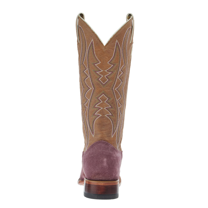 Justin Boot Company Women`s Exclusive Merlot Suede Vamp 13In Tan Cowhide Top Boot