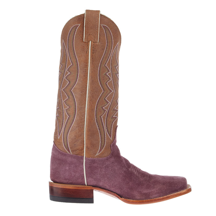 Justin Boot Company Women`s Exclusive Merlot Suede Vamp 13In Tan Cowhide Top Boot