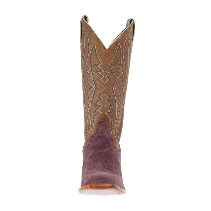 Justin Boot Company Women`s Exclusive Merlot Suede Vamp 13In Tan Cowhide Top Boot