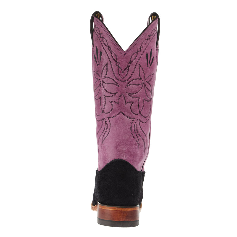 Justin Boot Company Women`s Exclusive Black Suede Vamp 13In Plum Cowhide Top Boot