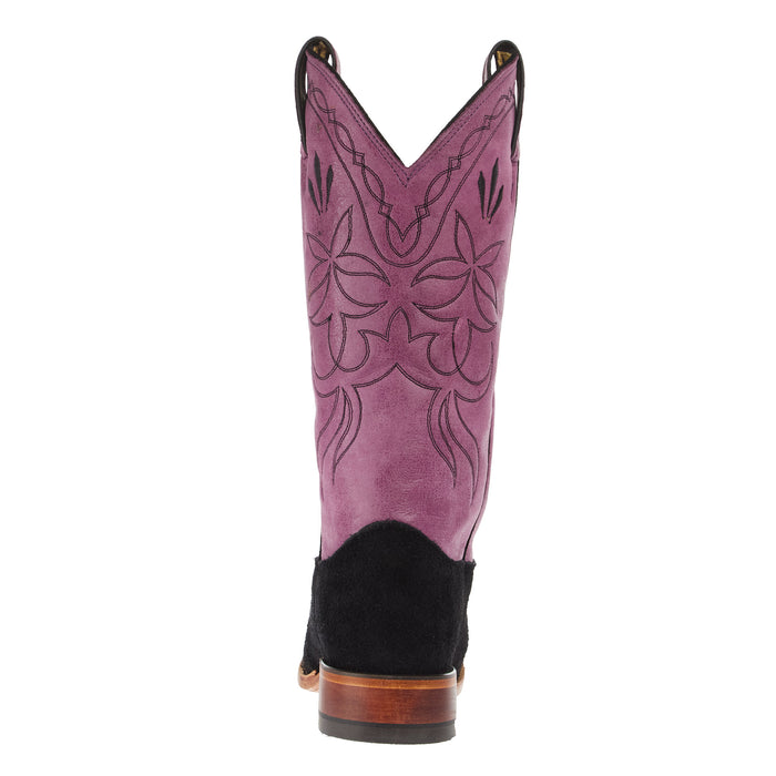 Justin Boot Company Women`s Exclusive Black Suede Vamp 13In Plum Cowhide Top Boot