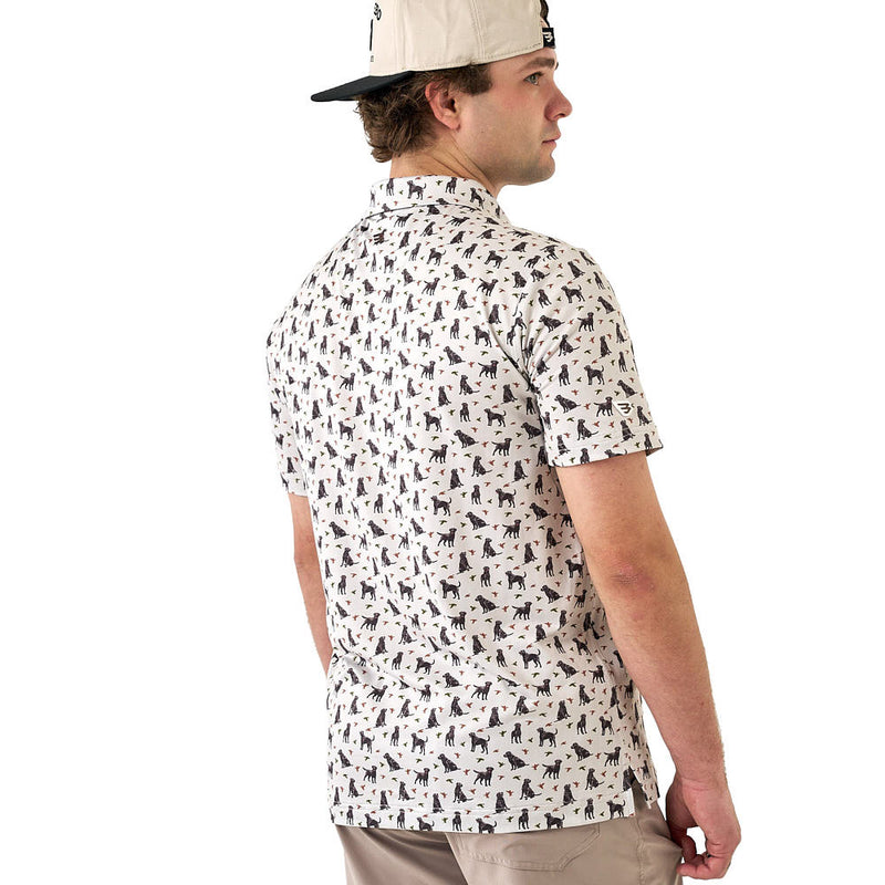 Burlebo Men's Cream Ducks & Dogs Performance Polo