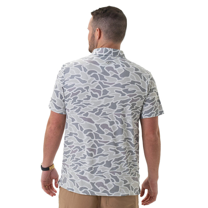 Burlebo Men's White Camo Performance Polo
