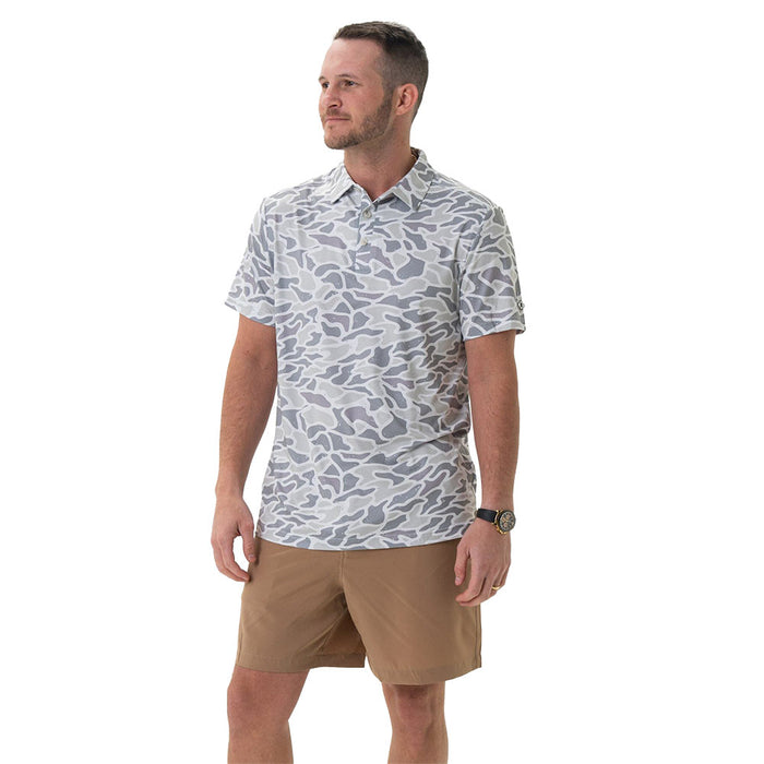 Burlebo Men's White Camo Performance Polo