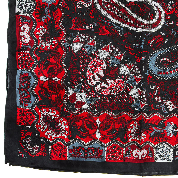 Wyoming Traders Paisley Red Silver Wild Rag