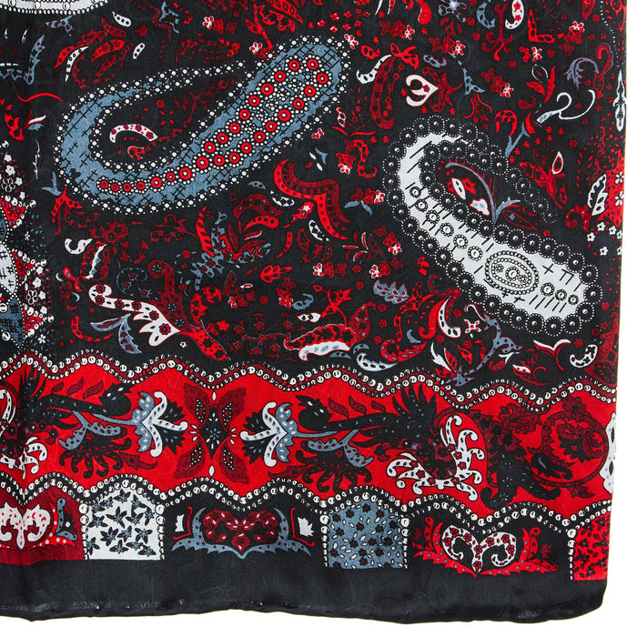 Wyoming Traders Paisley Red Silver Wild Rag