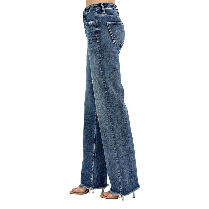 Risen Jeans Women's Dark Tummy Control Long Straight Jeans