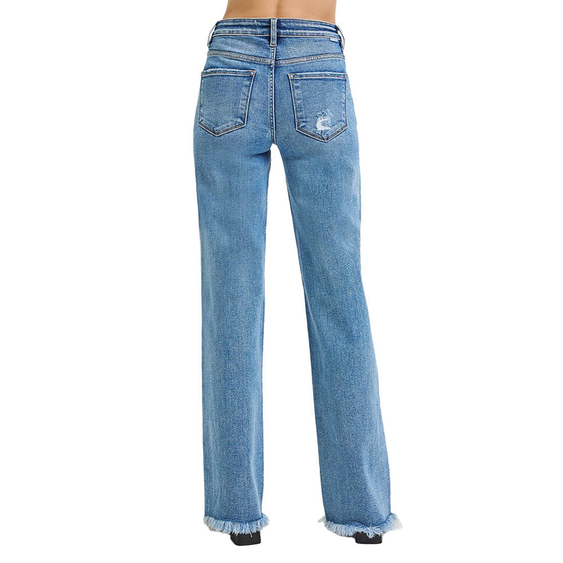 Risen Jeans Women's Medium Wash Tummy Control Straight Leg Jeans