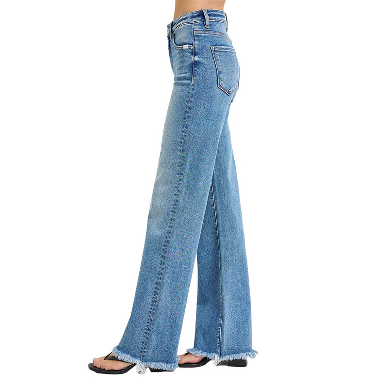 Risen Jeans Women's Medium Wash Tummy Control Straight Leg Jeans