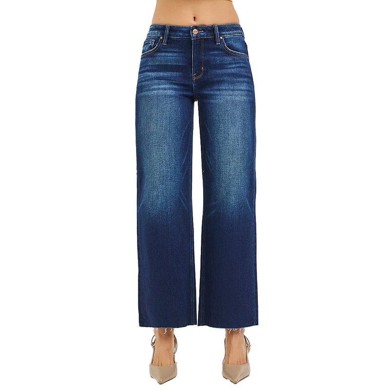 Risen Jeans Women's Deep Blue Straight Crop Jeans
