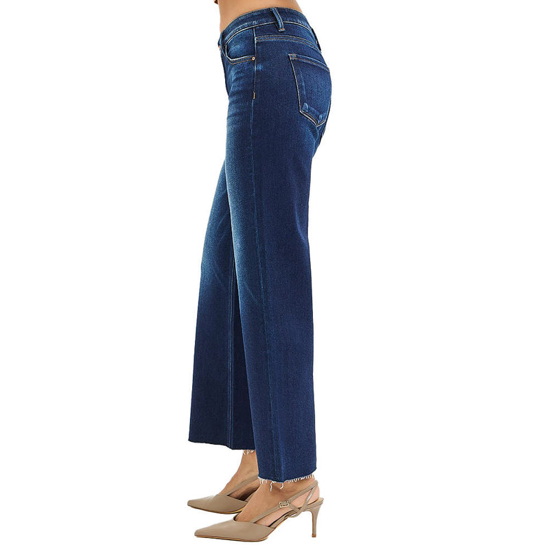 Risen Jeans Women's Deep Blue Straight Crop Jeans