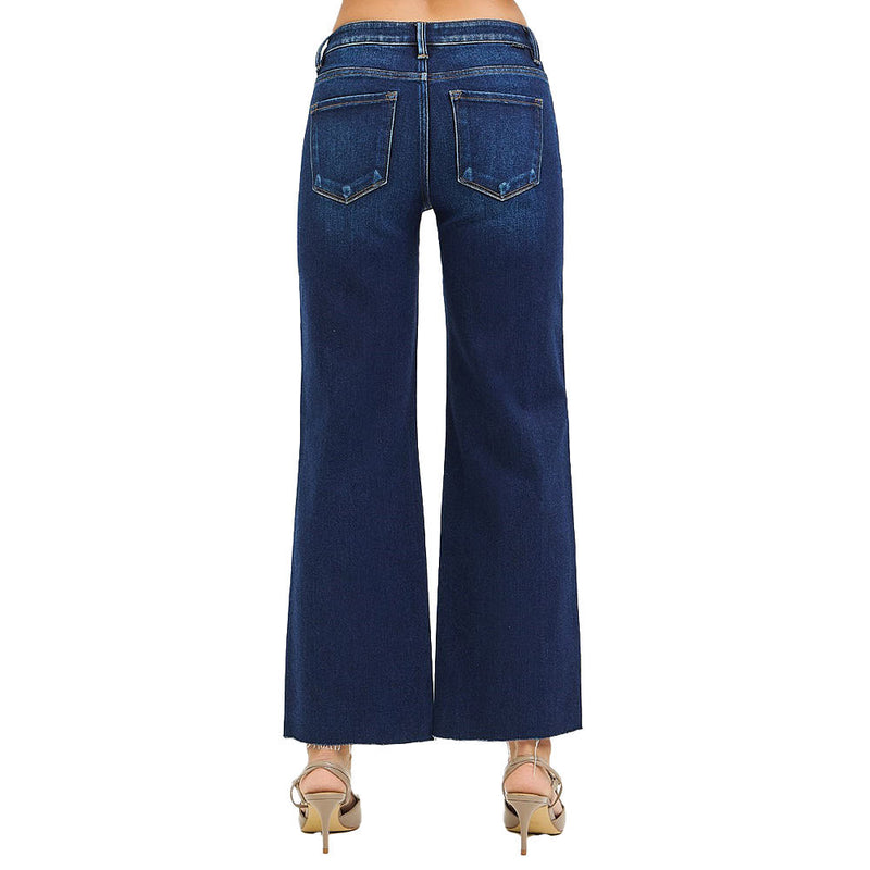 Risen Jeans Women's Deep Blue Straight Crop Jeans