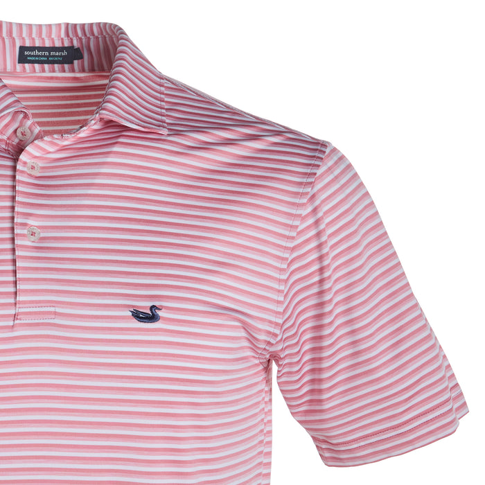 Southern Marsh Men's Bermuda Stripe Rhubarb Polo