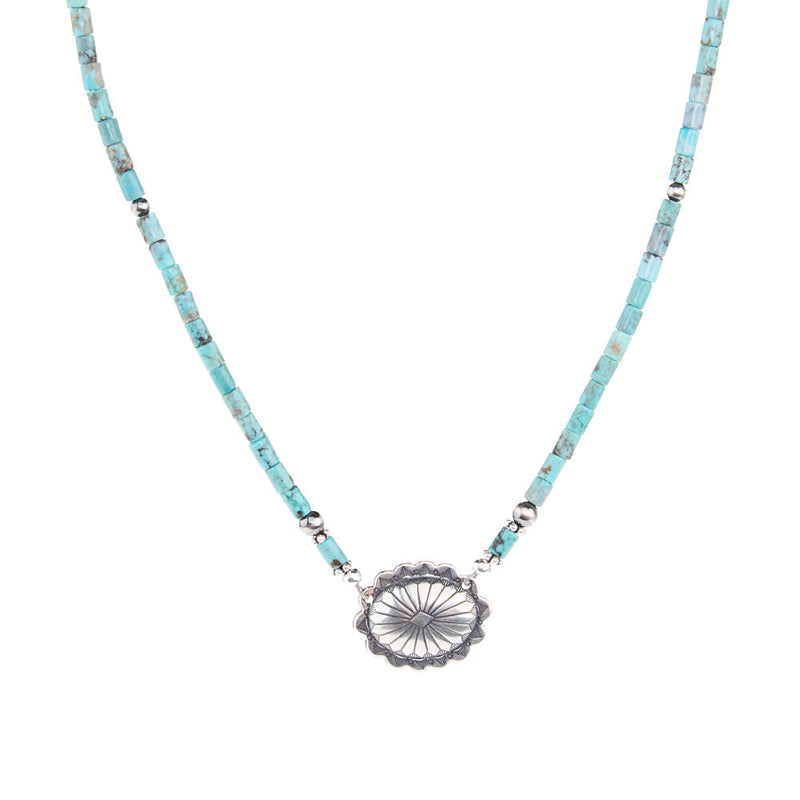 Paige Wallace Turquoise Tube with Concho Necklace