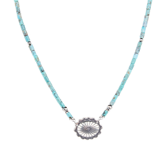 Paige Wallace Turquoise Tube with Concho Necklace