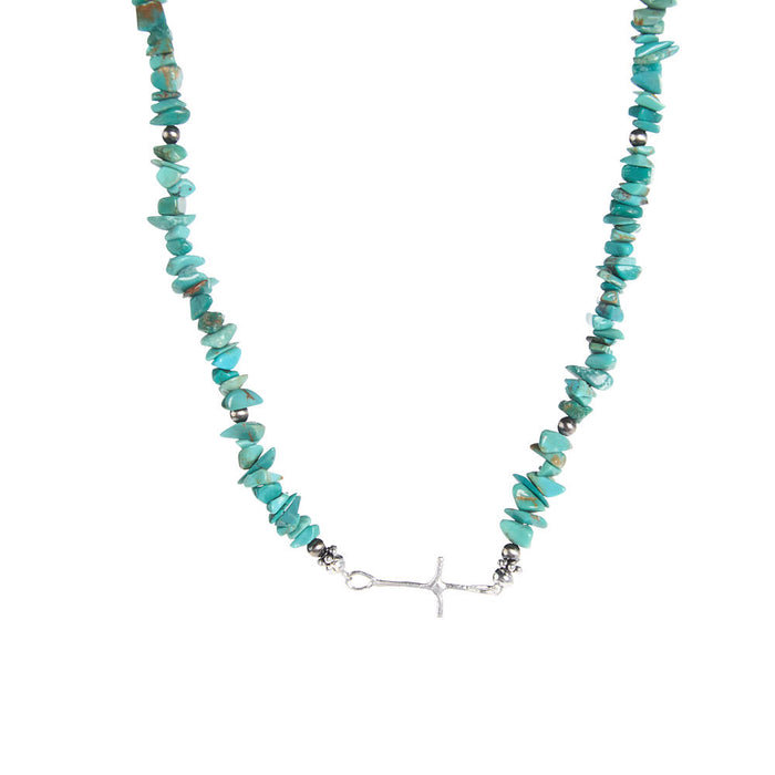 Paige Wallace Tiny Cross Turquoise Chip Bracelet