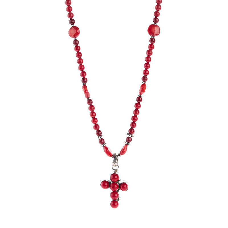 Paige Wallace Coral Cross Necklace