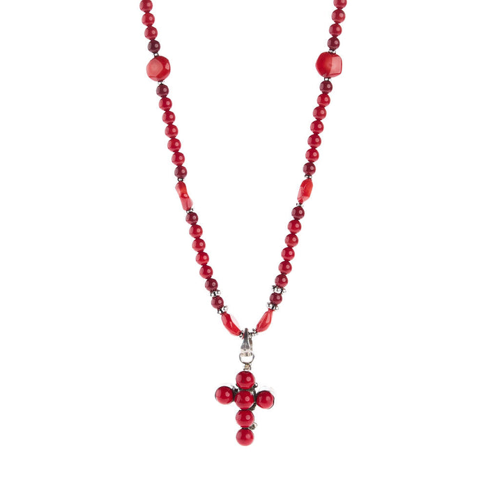 Paige Wallace Coral Cross Necklace