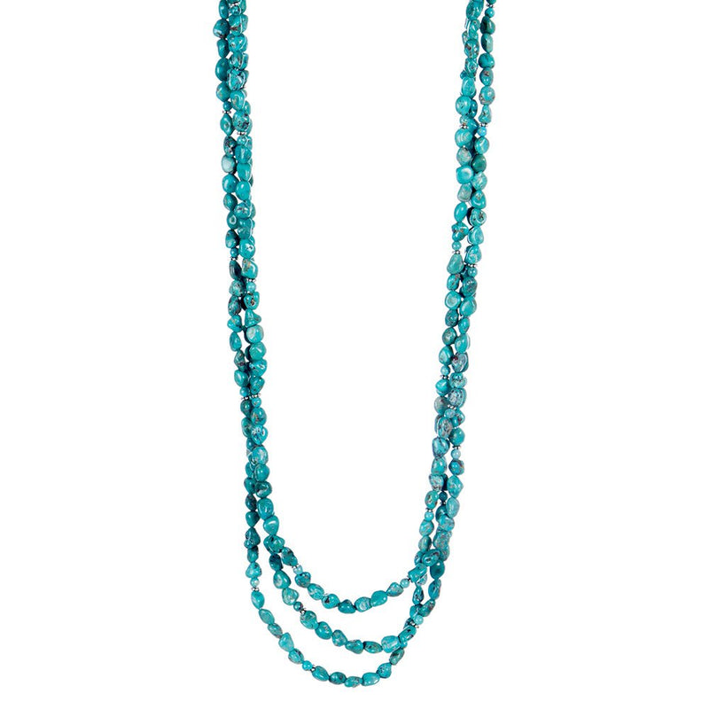 Paige Wallace Long Three-Strand Turquoise Necklace