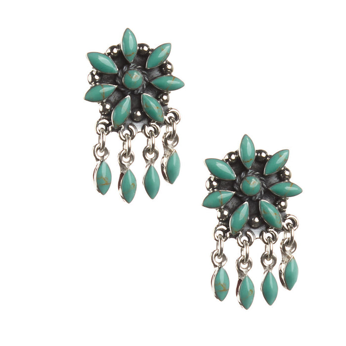 Paige Wallace Turquoise Flower Dangle Post Earrings
