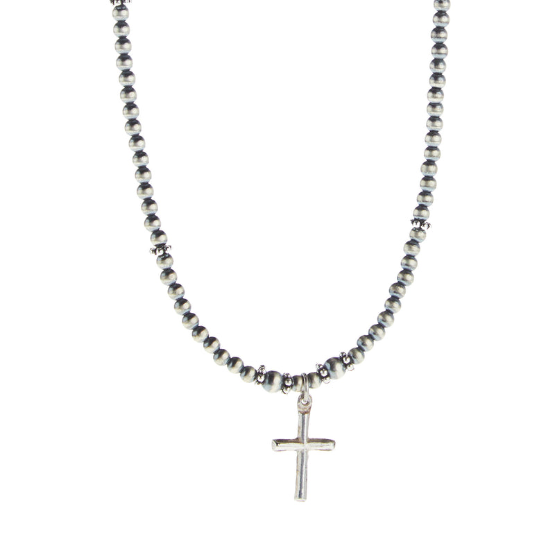 Paige Wallace Tiny Cross Navajo Pearl Necklace