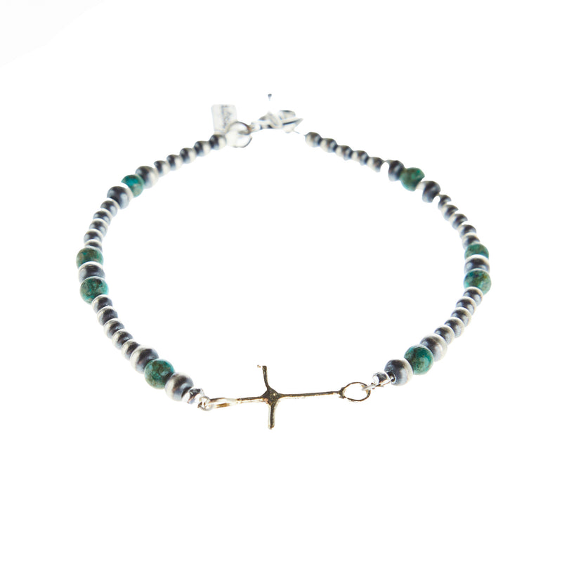 Paige Wallace Tiny Cross Navajo Pearl Bracelet
